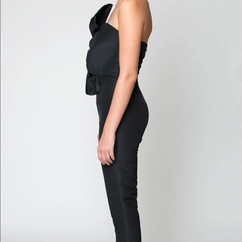 Alexia Maria Silk Faille Twisted Bow Jumpsuit. Size 4. Retail $706 - Picture 3 of 12